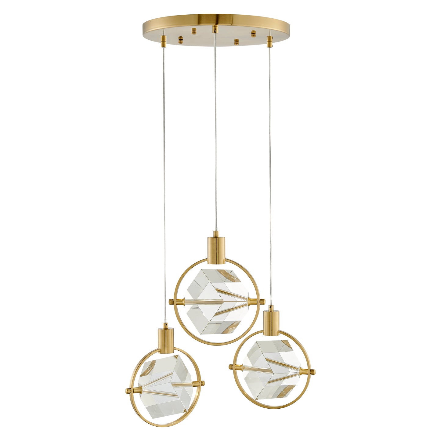 Hollywood Cube 3 Light Pendant - Finesse Decor CH-1121-3GLD