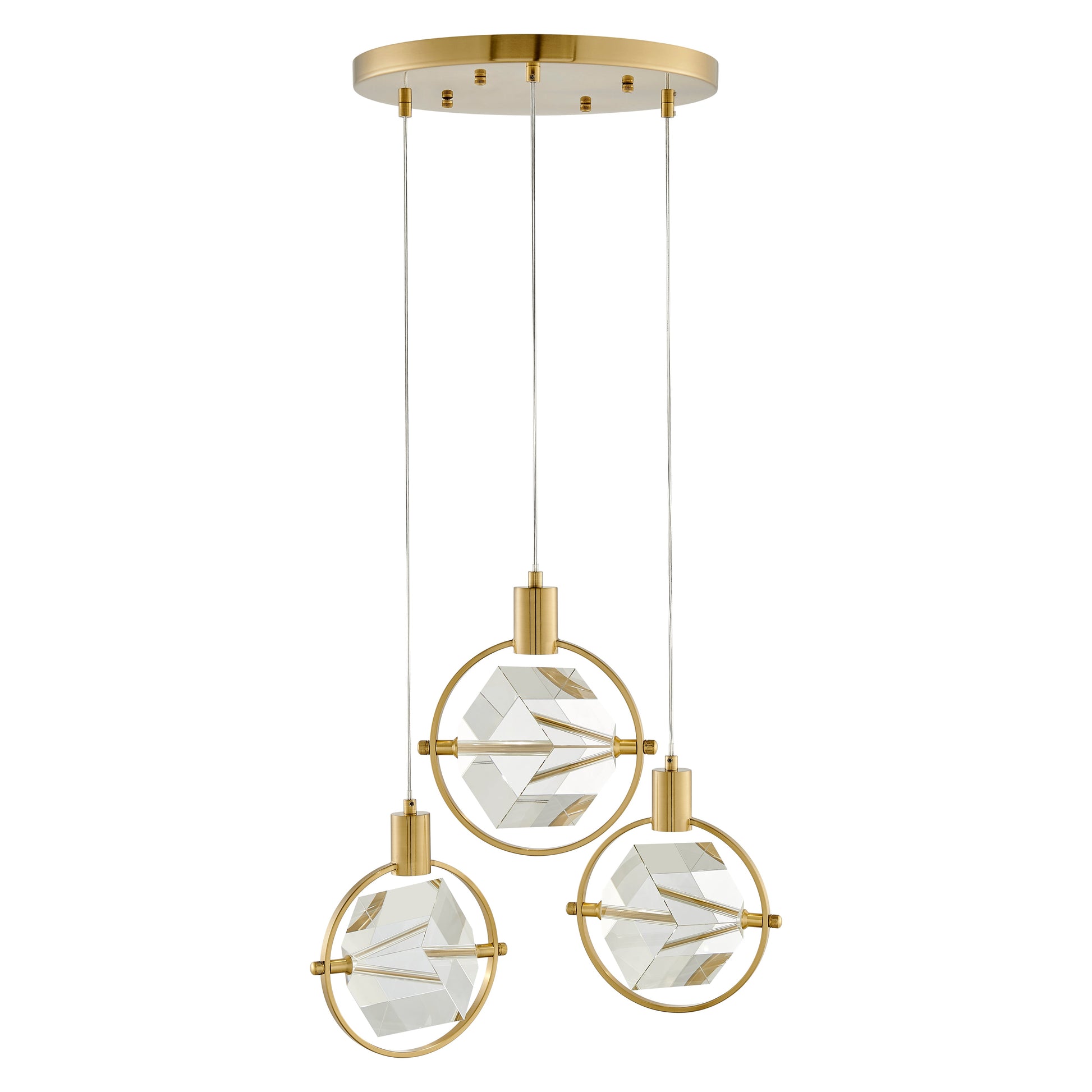 Hollywood Cube 3 Light Pendant - Finesse Decor CH-1121-3GLD