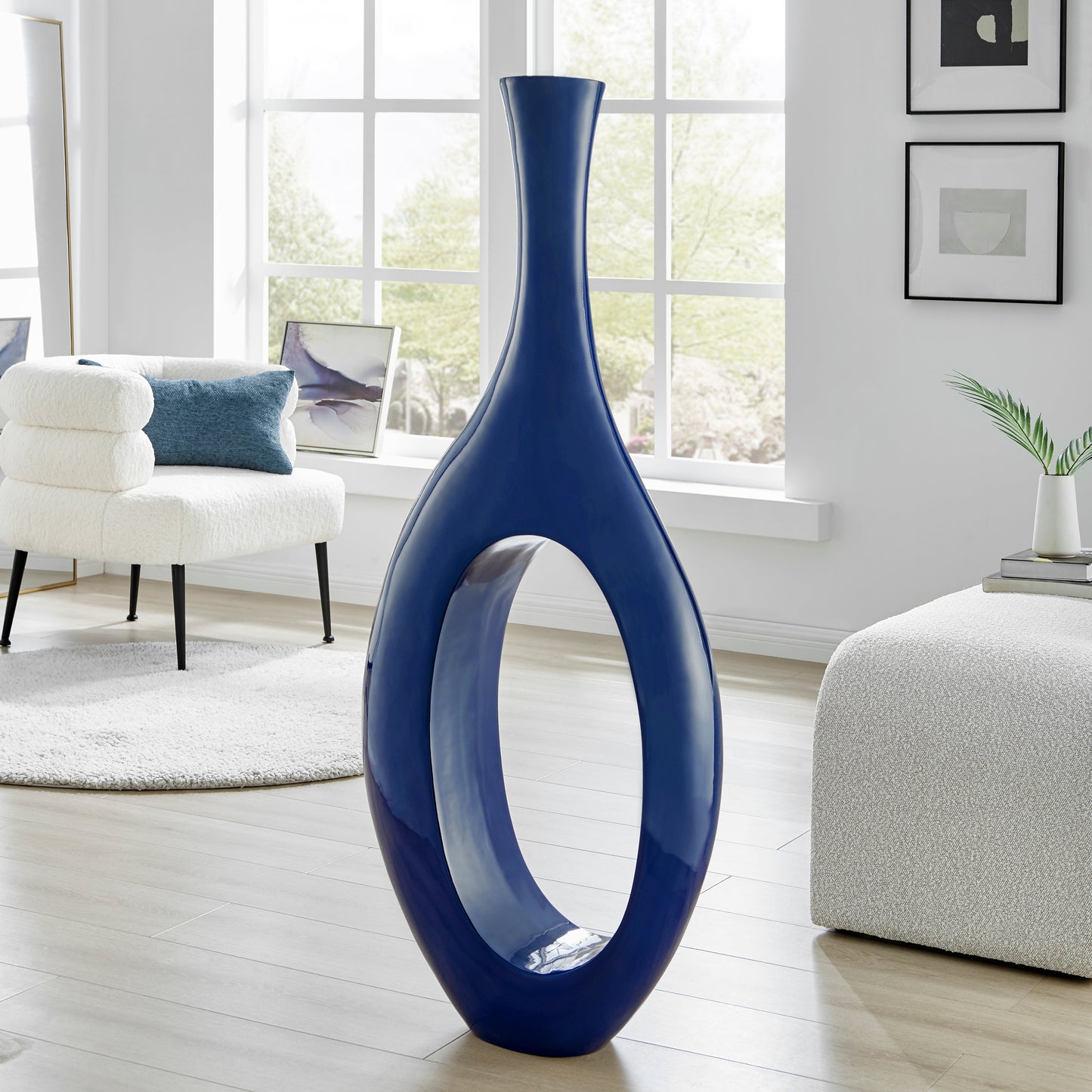 Trombone Vase Small Navy Blue by Finesse Decor C17BL