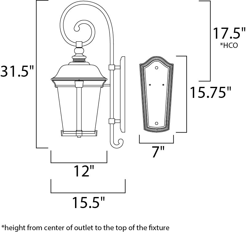 Dover LED Outdoor Wall Lantern Bronze by Maxim Lighting