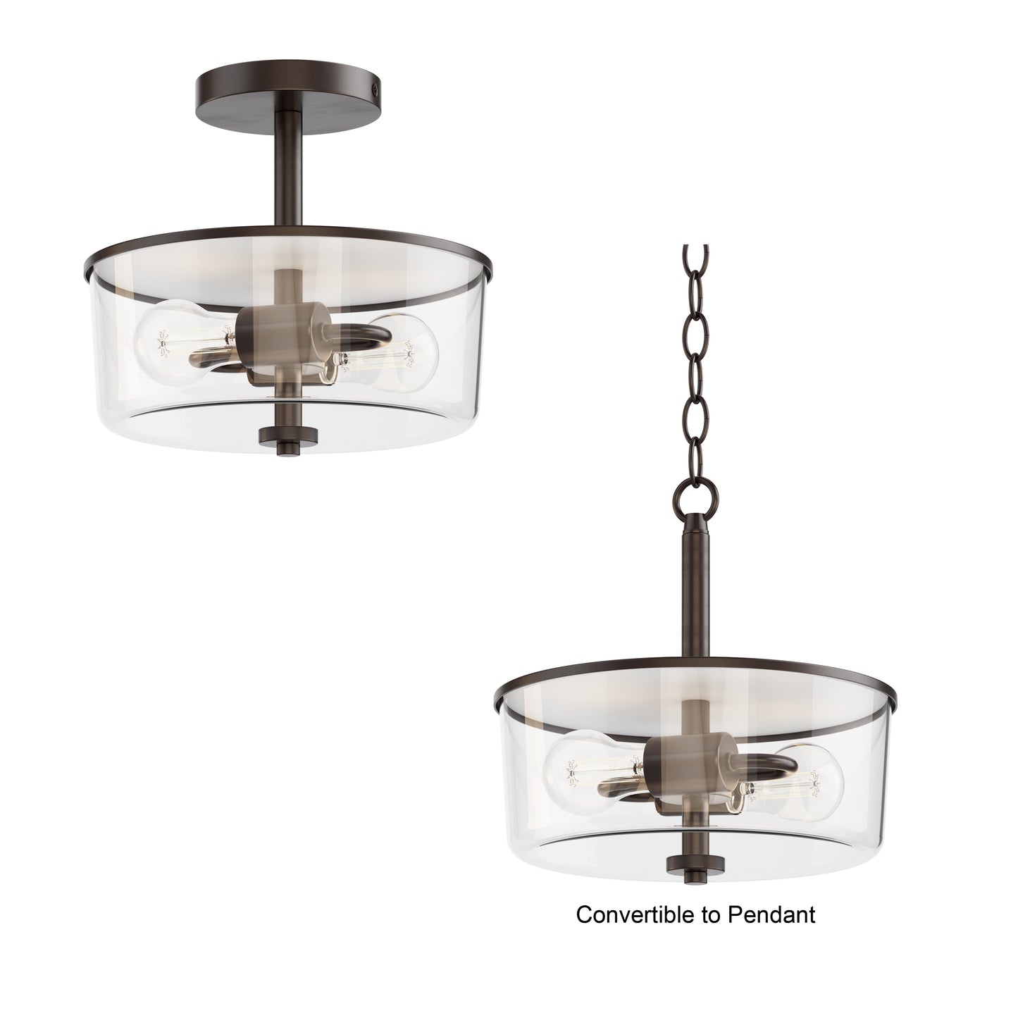 Fuller 2-Light Semi Flush/Pendant Convertible Oil Rubbed Bronze by Maxim Lighting