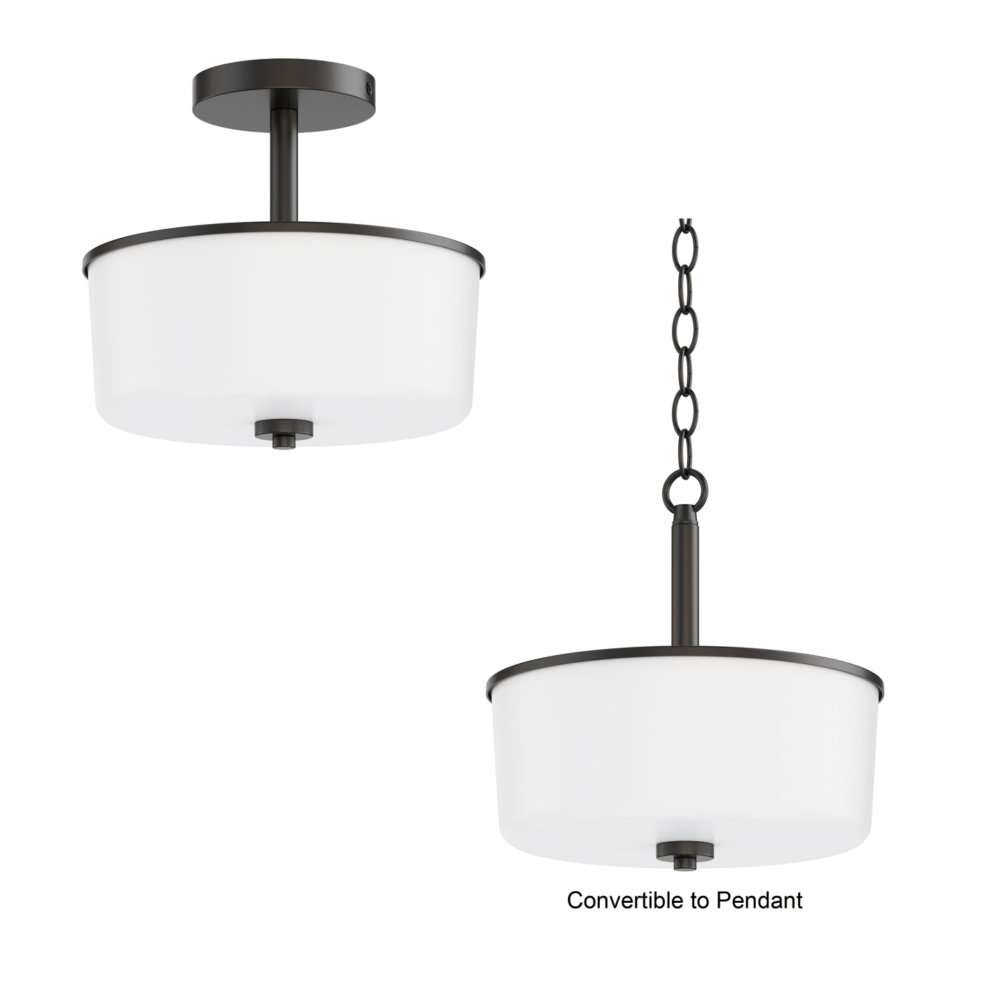 Fuller 2-Light Semi Flush/Pendant Convertible Black by Maxim Lighting