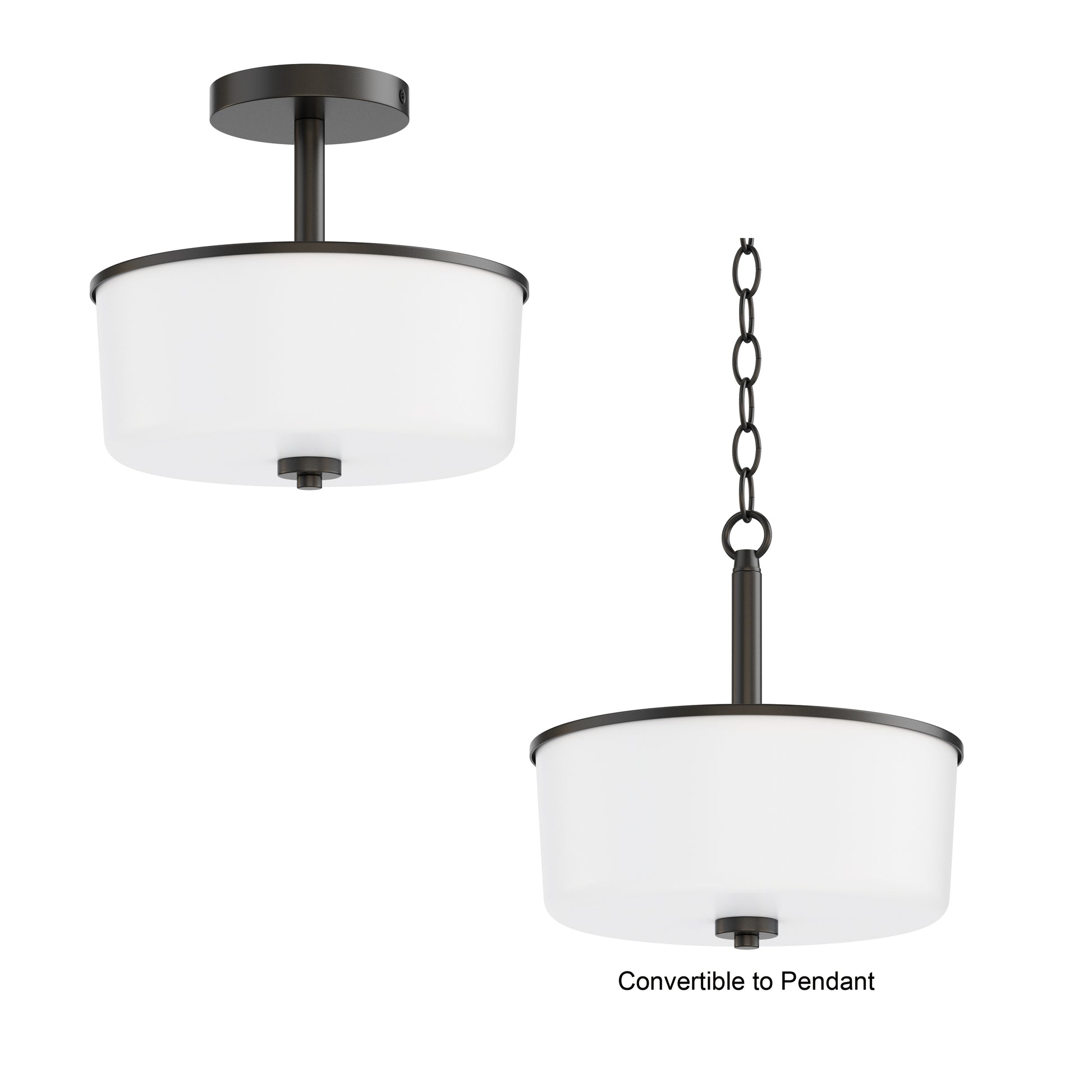 Fuller 2-Light Semi Flush/Pendant Convertible Black by Maxim Lighting