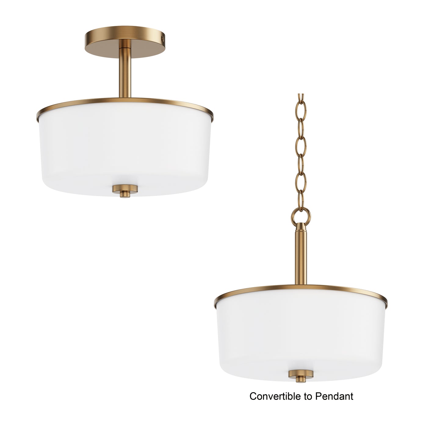 Fuller 2-Light Semi Flush/Pendant Convertible Natural Aged Brass by Maxim Lighting