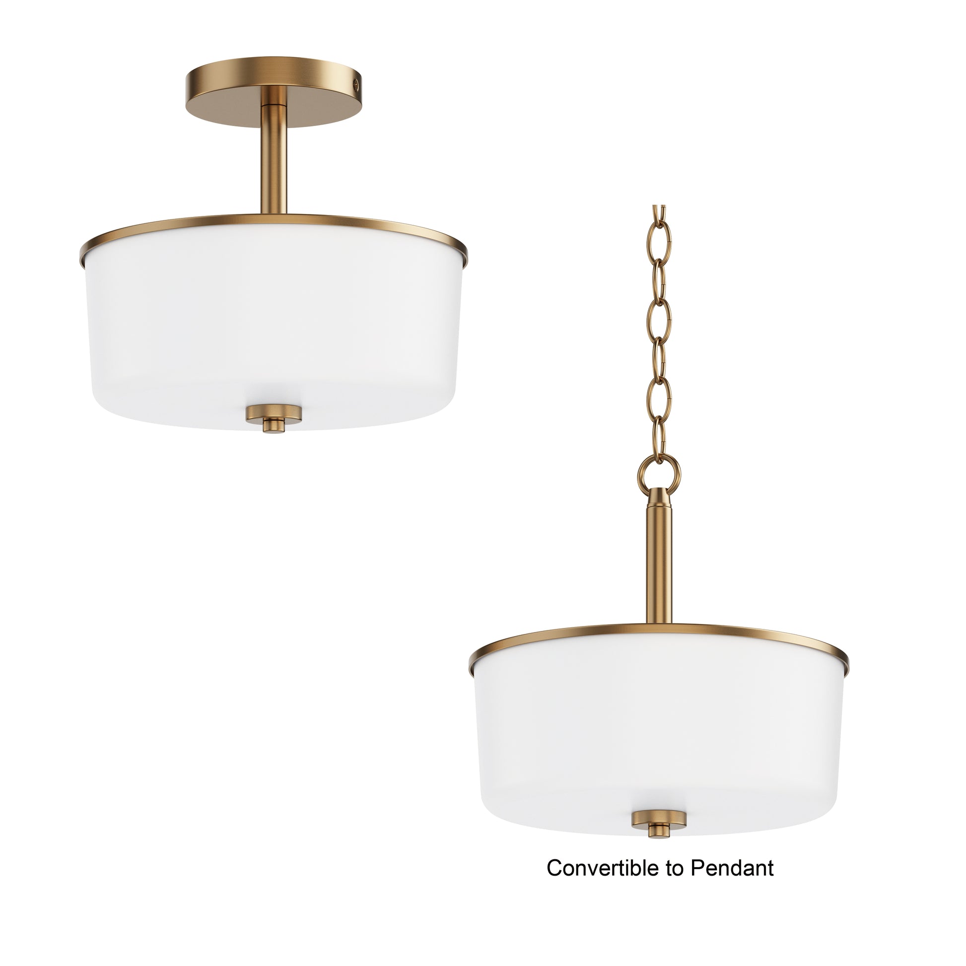 Fuller 2-Light Semi Flush/Pendant Convertible Natural Aged Brass by Maxim Lighting
