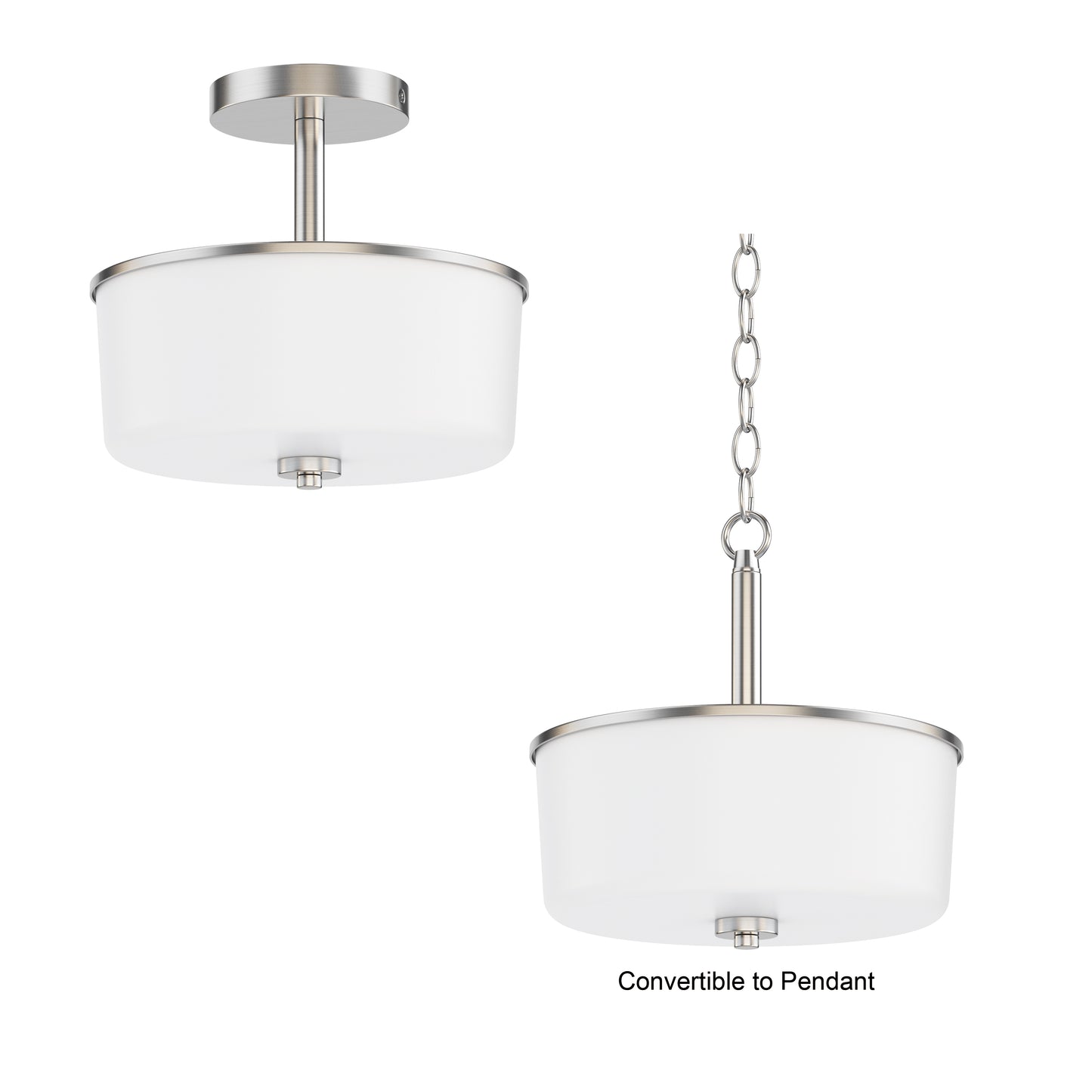 Fuller 2-Light Semi Flush/Pendant Convertible Satin Nickel by Maxim Lighting