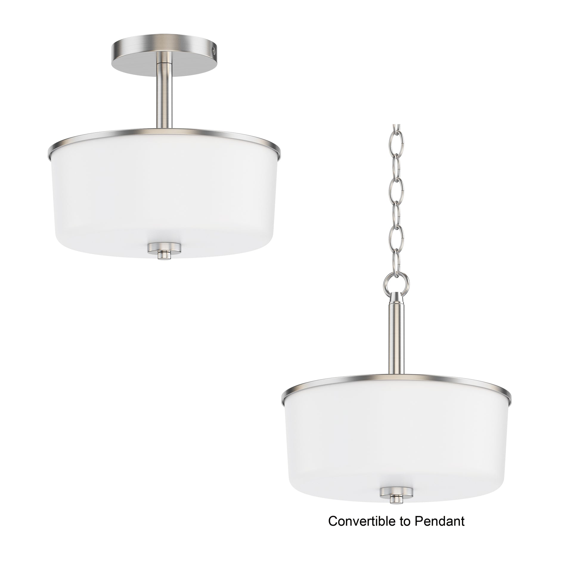 Fuller 2-Light Semi Flush/Pendant Convertible Satin Nickel by Maxim Lighting