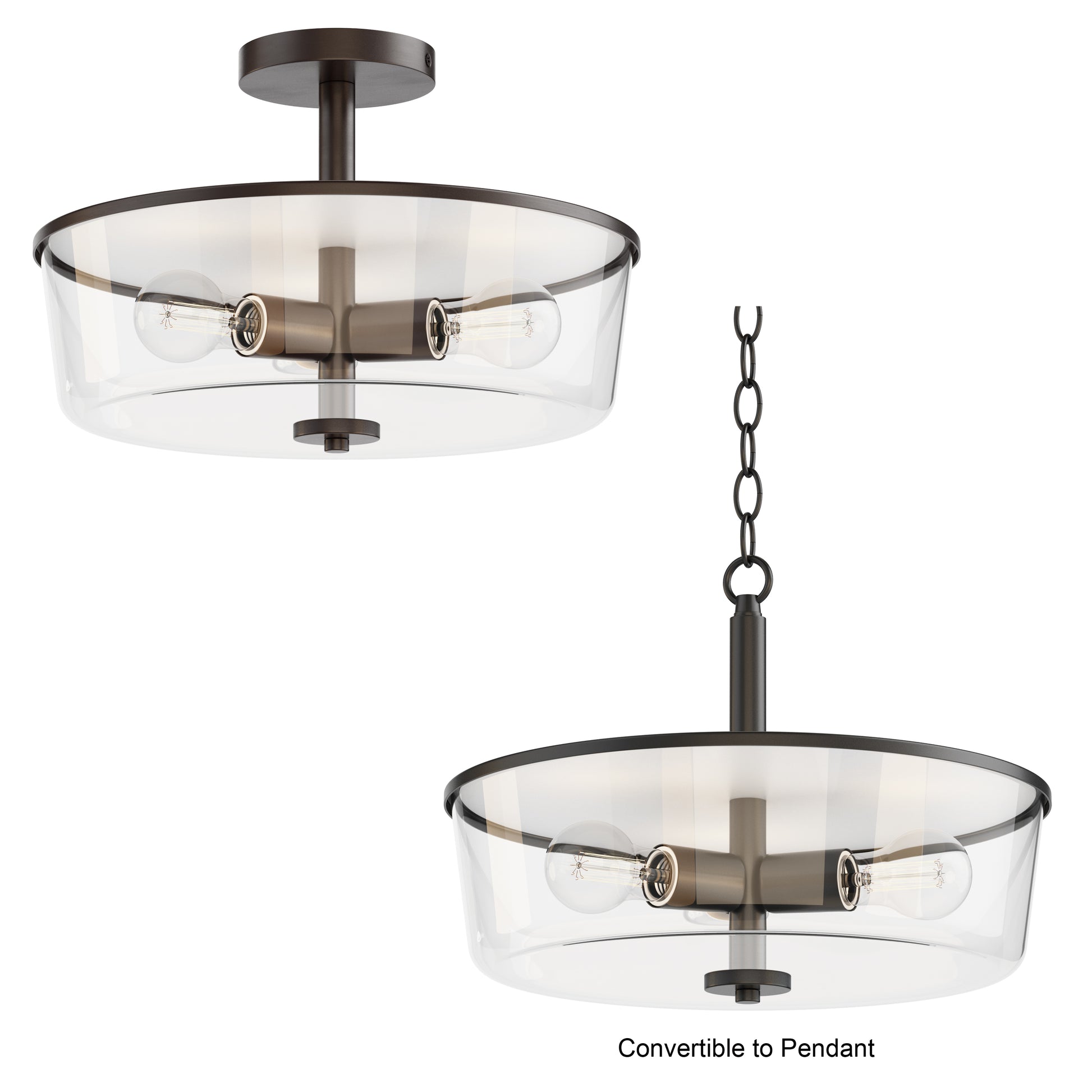Fuller 3-Light Semi Flush/Pendant Convertible Black by Maxim Lighting