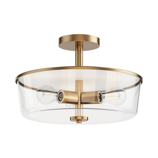 Fuller 3-Light Semi Flush/Pendant Convertible Natural Aged Brass by Maxim Lighting