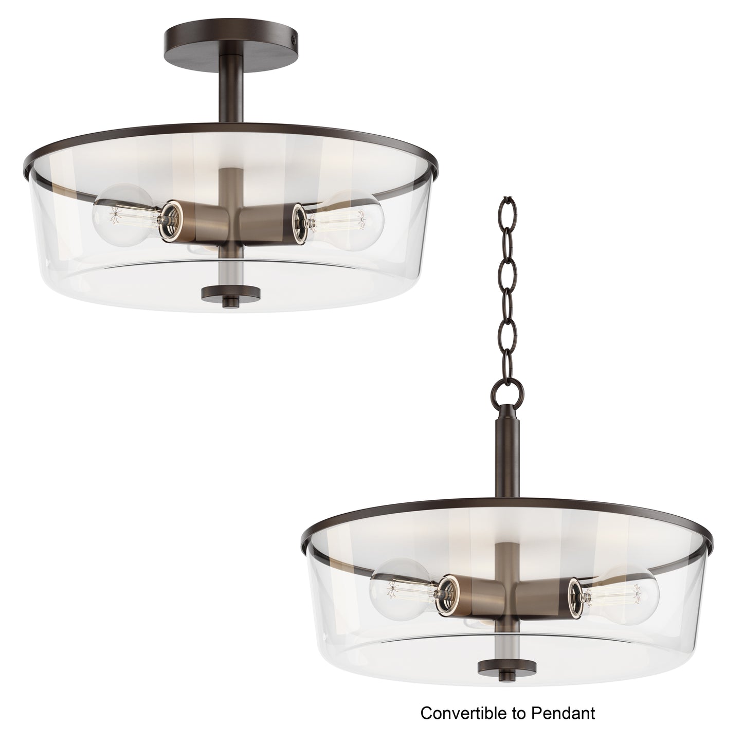 Fuller 3-Light Semi Flush/Pendant Convertible Oil Rubbed Bronze by Maxim Lighting