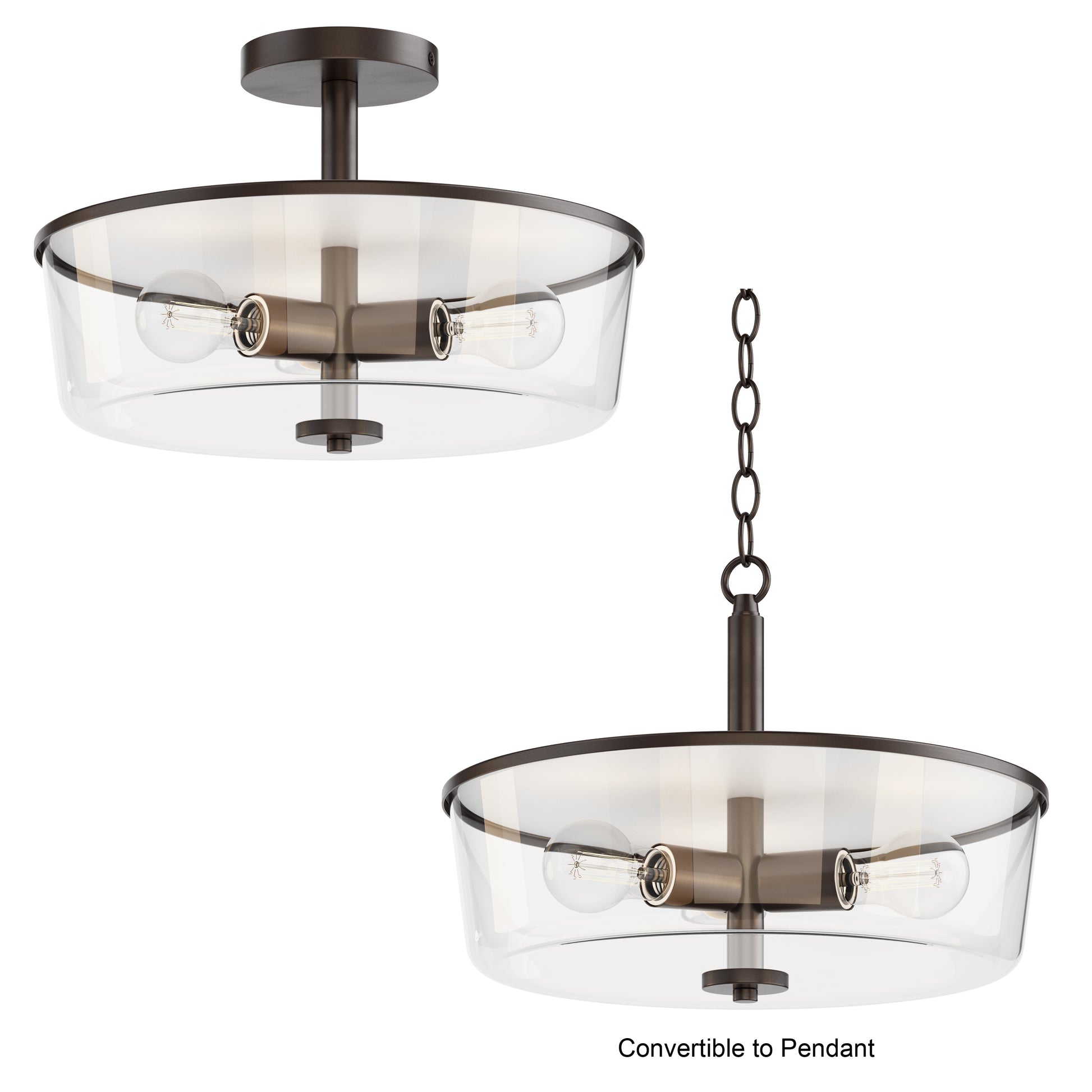 Fuller 3-Light Semi Flush/Pendant Convertible Oil Rubbed Bronze by Maxim Lighting