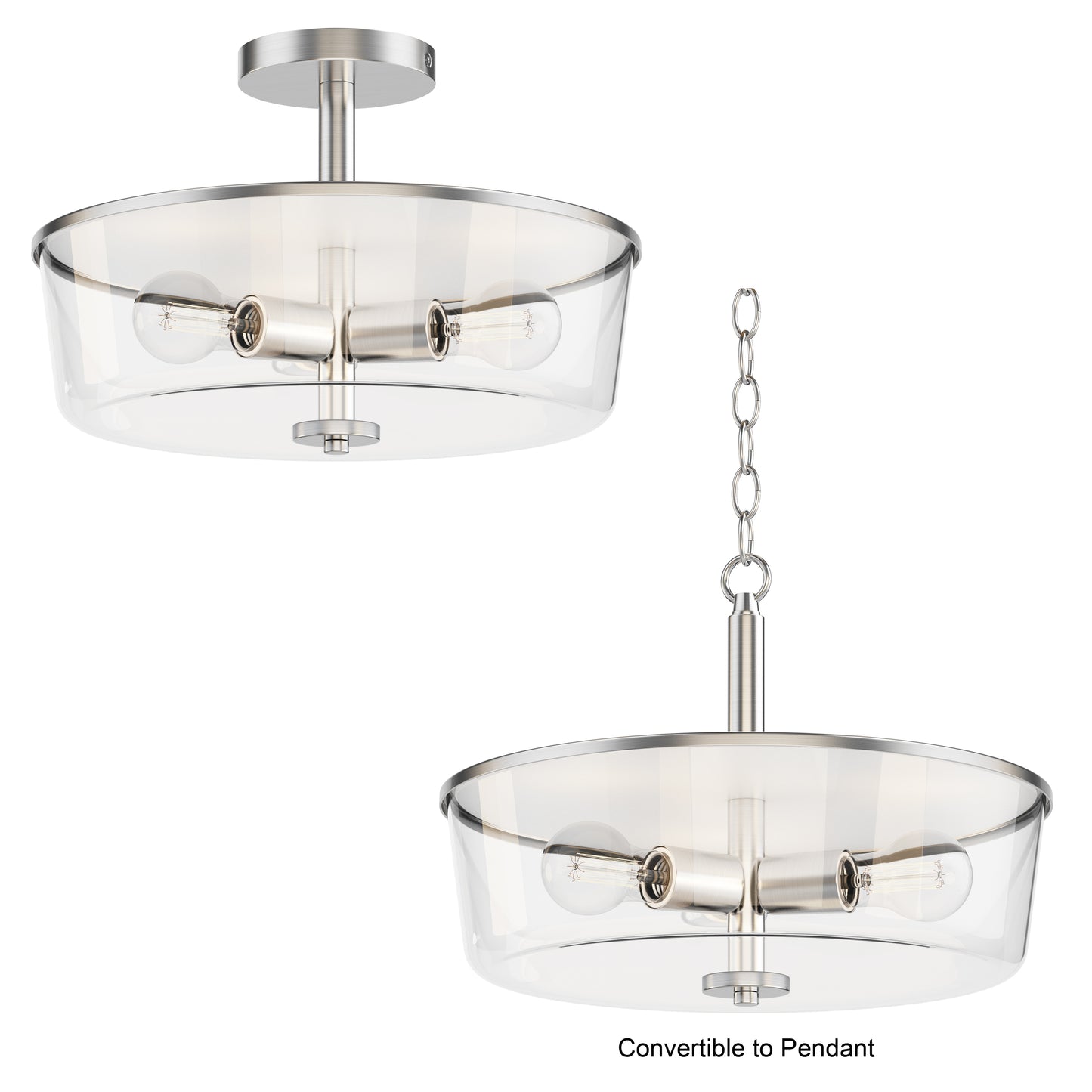Fuller 3-Light Semi Flush/Pendant Convertible Satin Nickel by Maxim Lighting