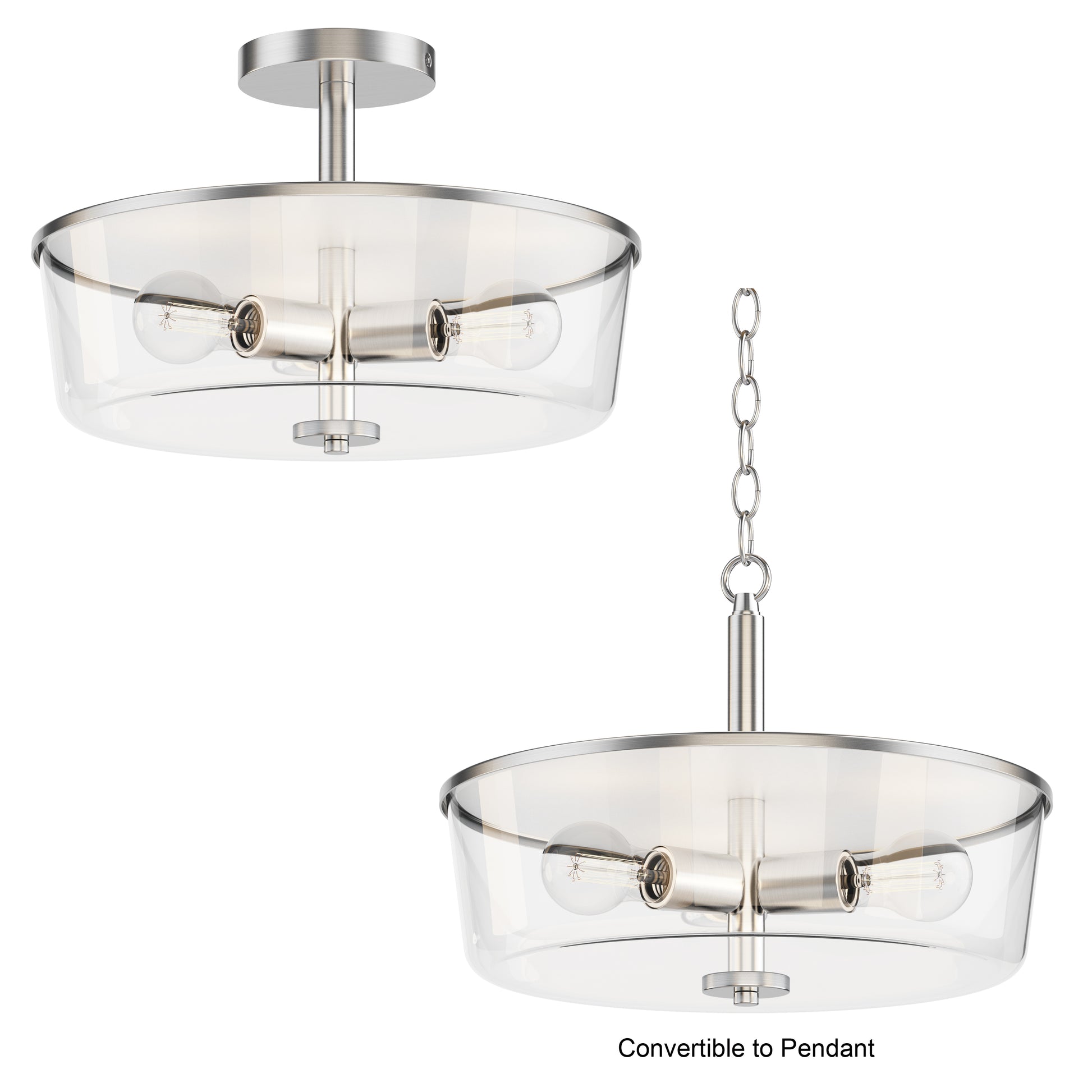 Fuller 3-Light Semi Flush/Pendant Convertible Satin Nickel by Maxim Lighting