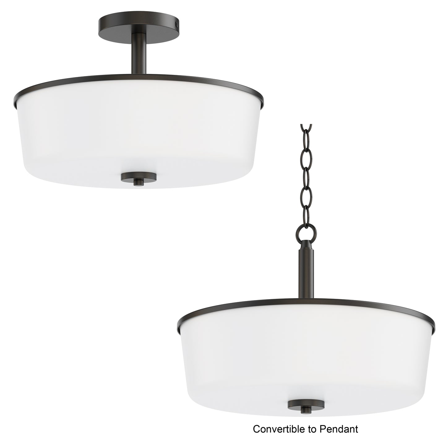 Fuller 3-Light Semi Flush/Pendant Convertible Black by Maxim Lighting
