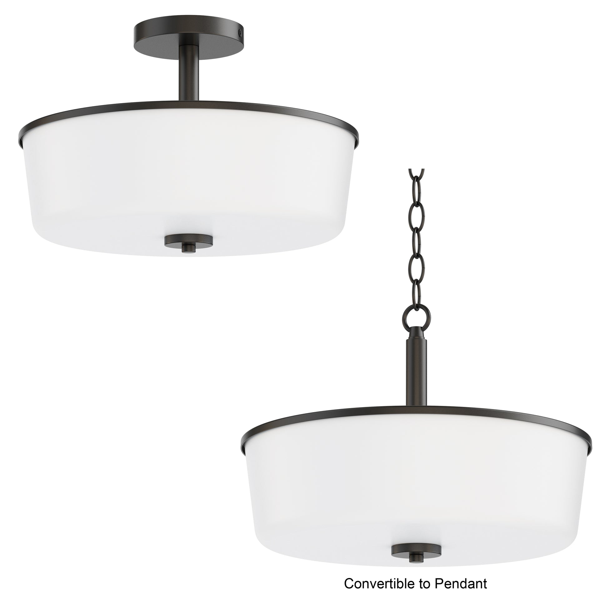 Fuller 3-Light Semi Flush/Pendant Convertible Black by Maxim Lighting