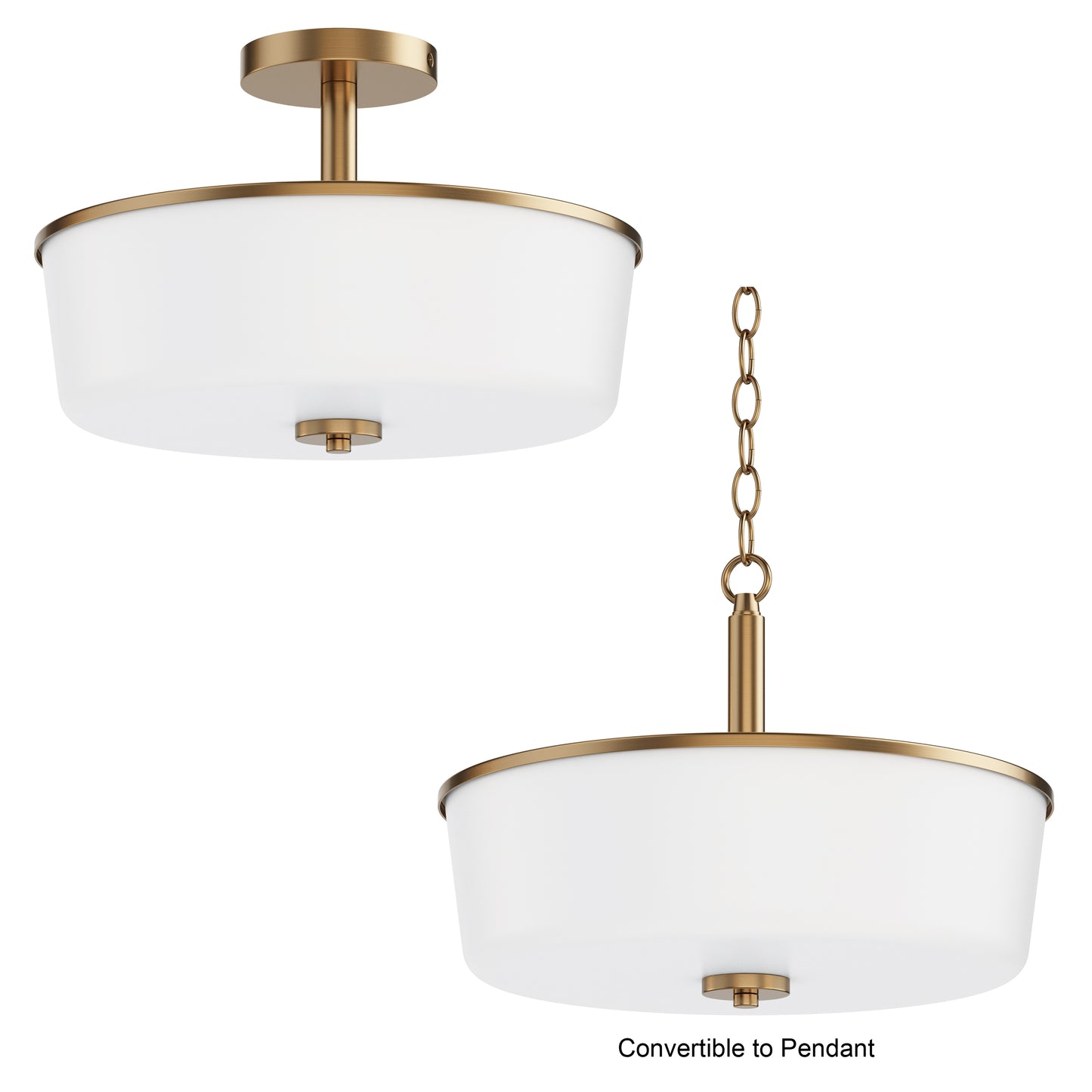 Fuller 3-Light Semi Flush/Pendant Convertible Natural Aged Brass by Maxim Lighting