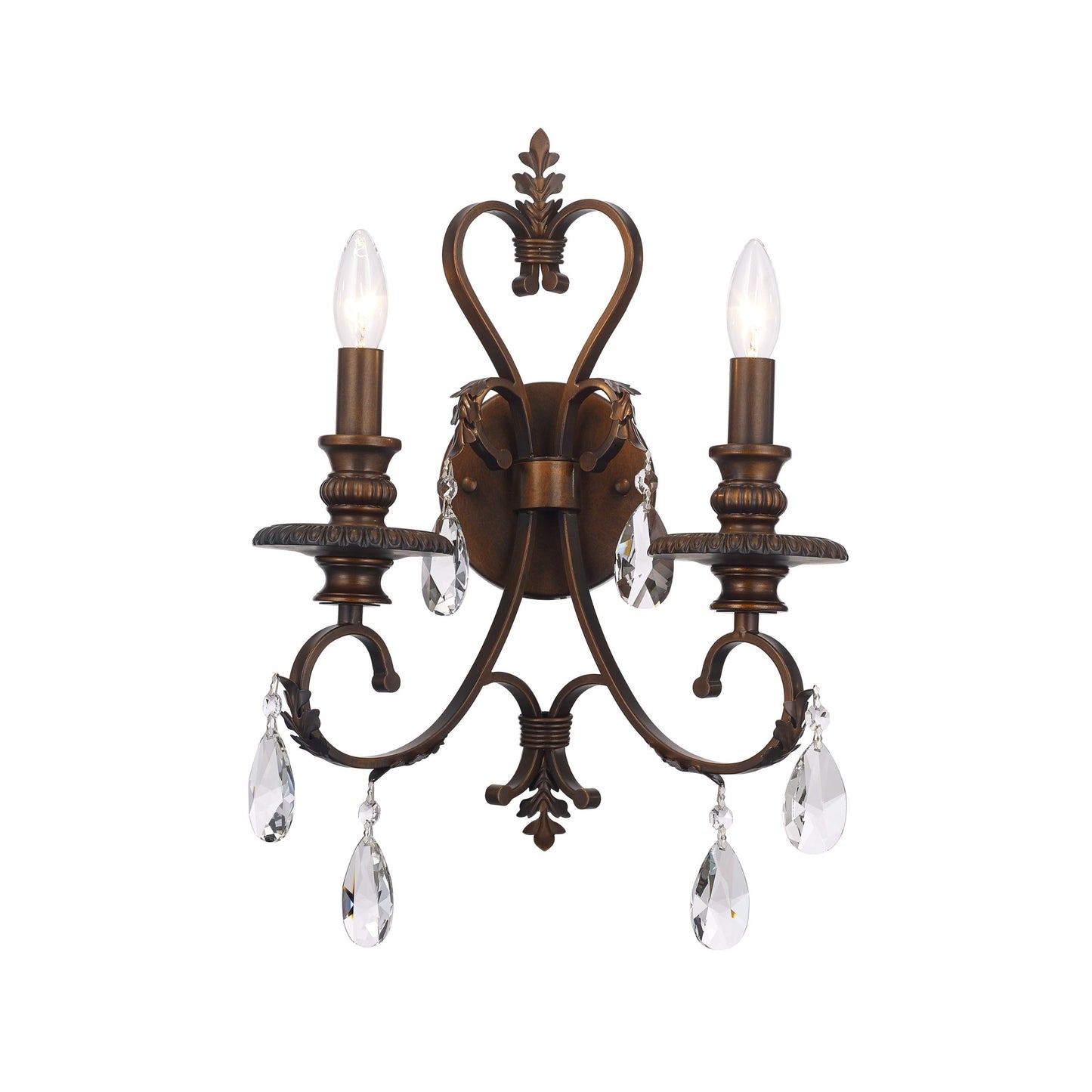 Magnolia Wall Sconce 2-Light in Brushed Copper 5702WSCB by StarFire Crystal