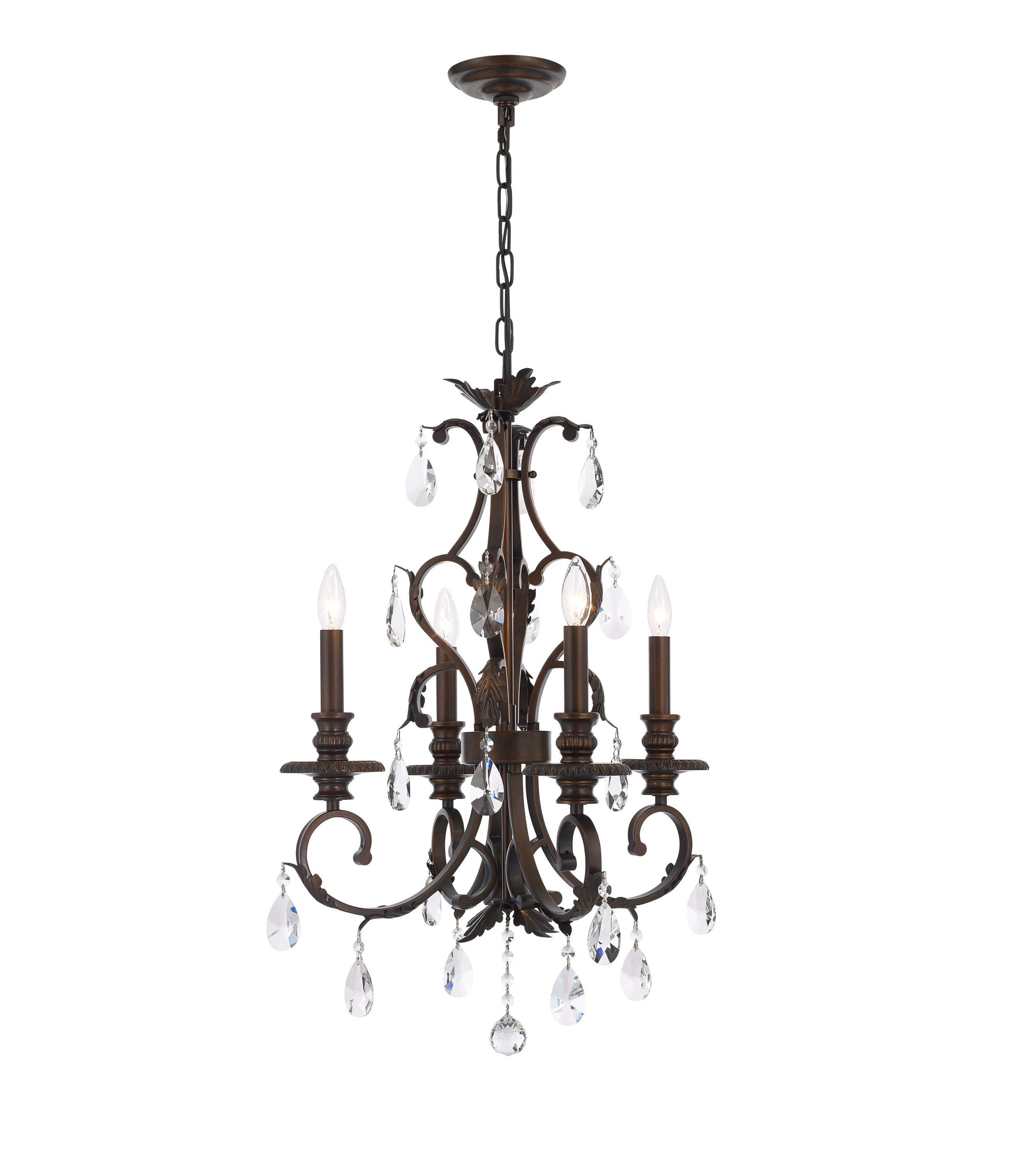 Magnolia Chandelier 4-Light in Brushed Copper 5704CB by StarFire Crystal