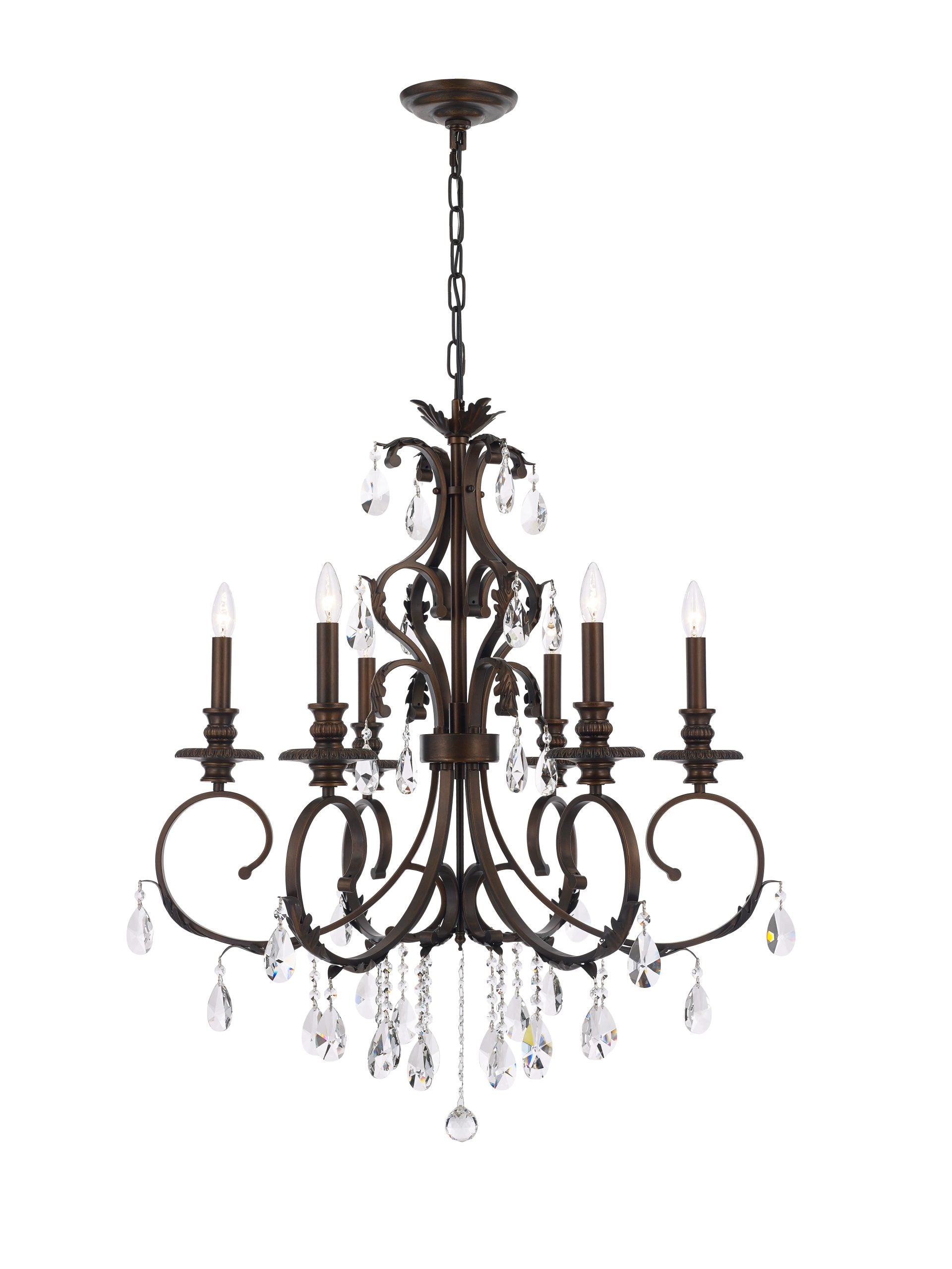 Magnolia Chandelier 6-Light in Brushed Copper 5706CB by StarFire Crystal