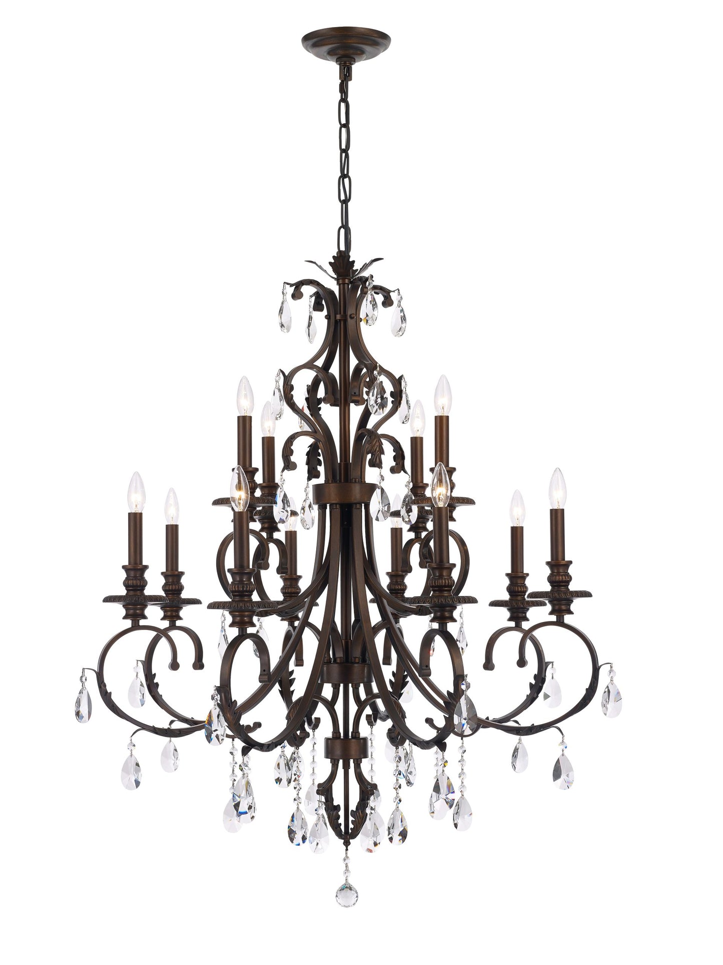 Magnolia Chandelier 12-Light in Brushed Copper 5712CB by StarFire Crystal