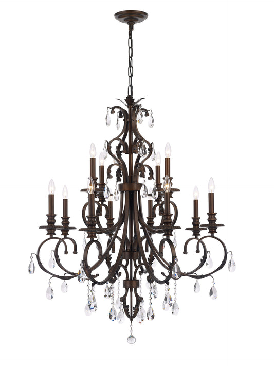Magnolia Chandelier 12-Light in Brushed Copper 5712CB by StarFire Crystal
