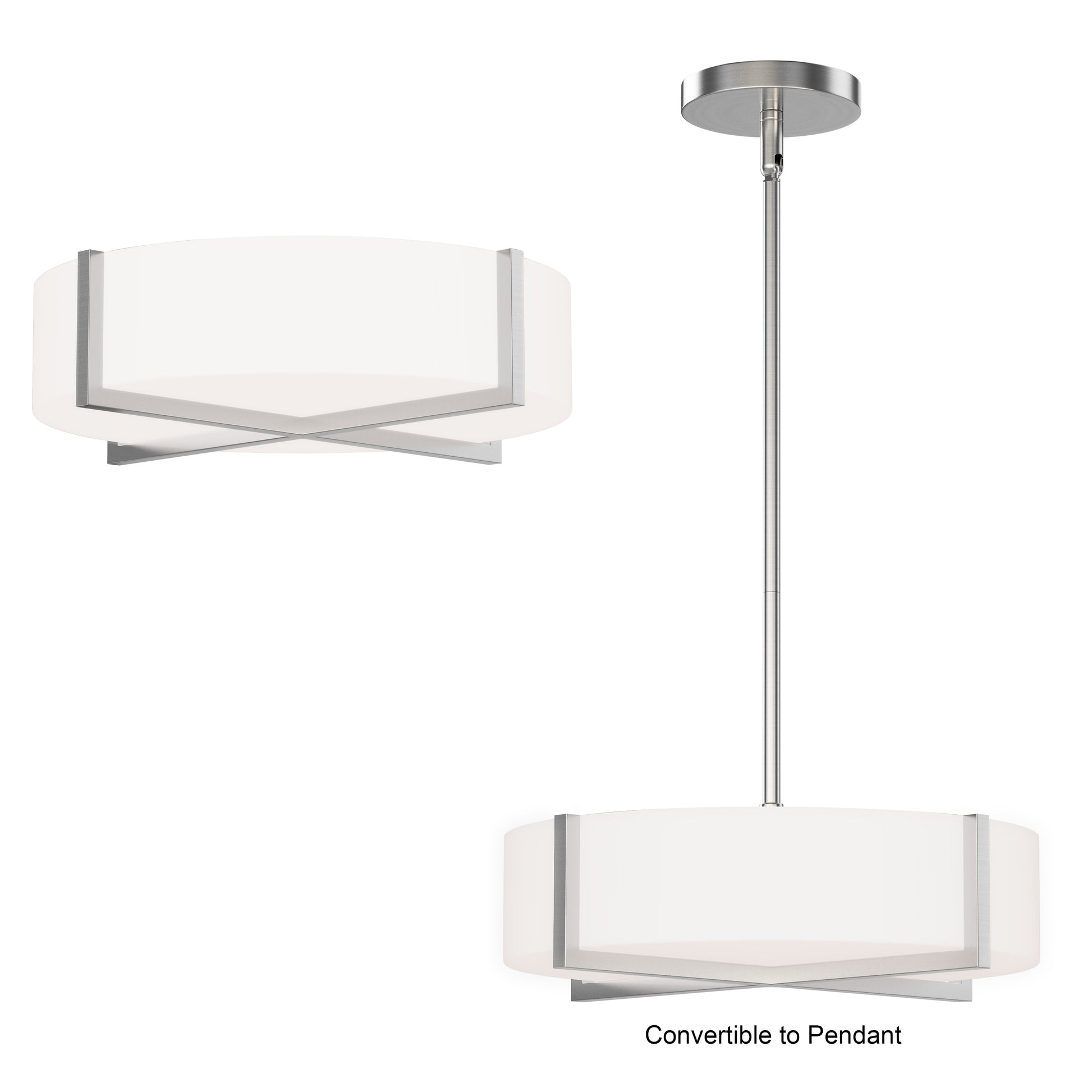 Dexter 15" LED Flush Mount/ Pendant Convertibie Satin Nickel by Maxim Lighting