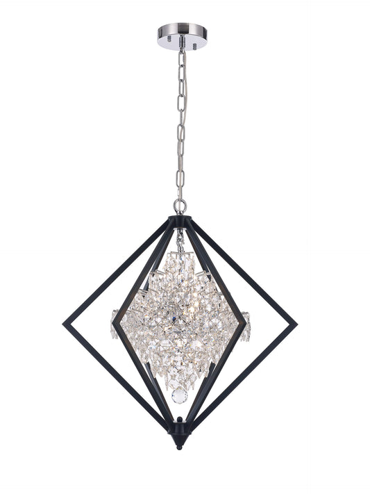 Cluster Pendant 8-Light in Black and Chrome 5811BC by StarFire Crystal