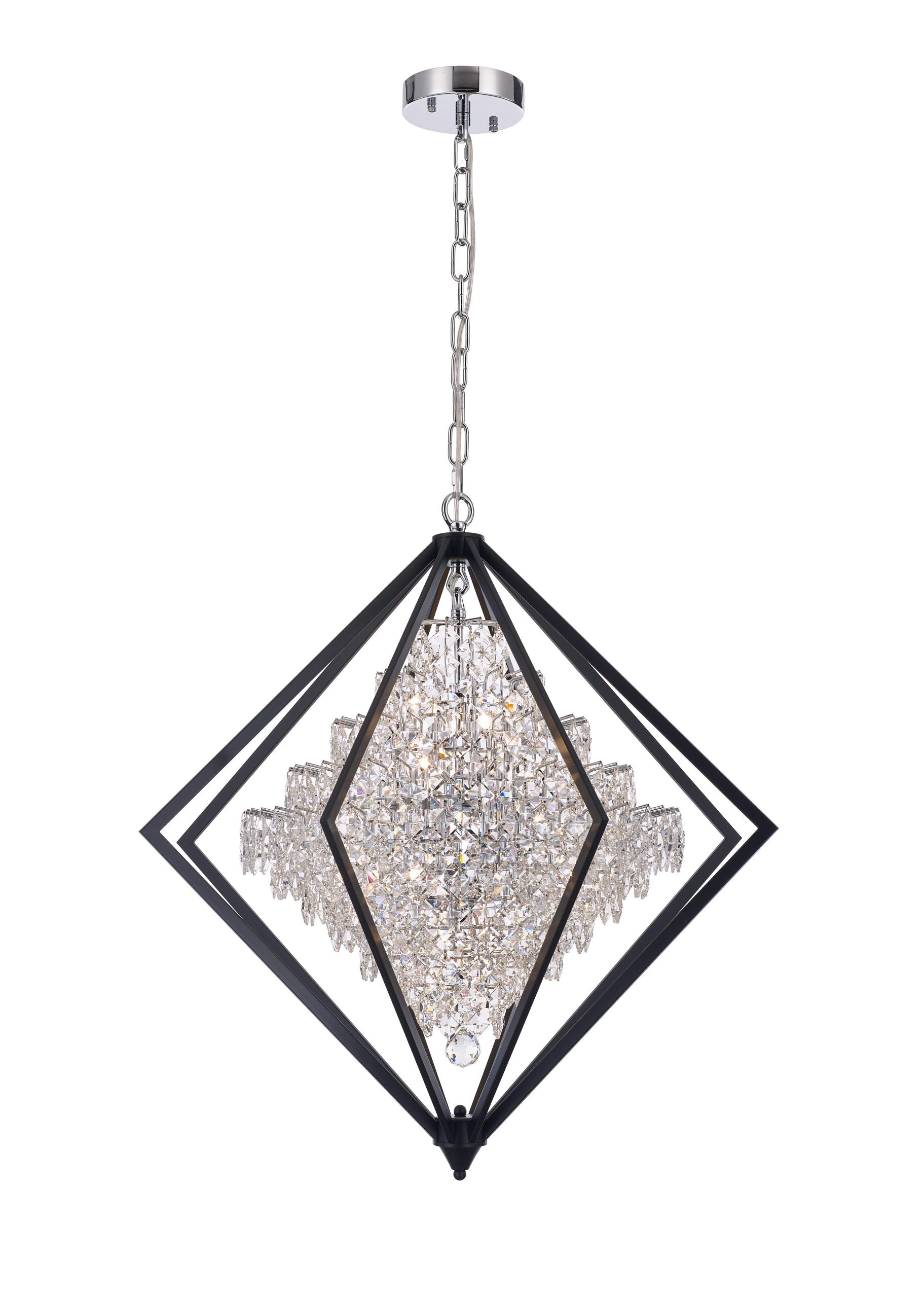 Cluster Pendant 10-Light in Black and Chrome 5812BC by StarFire Crystal