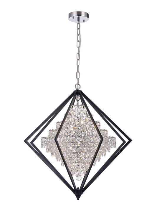 Cluster Pendant 10-Light in Black and Chrome 5812BC by StarFire Crystal