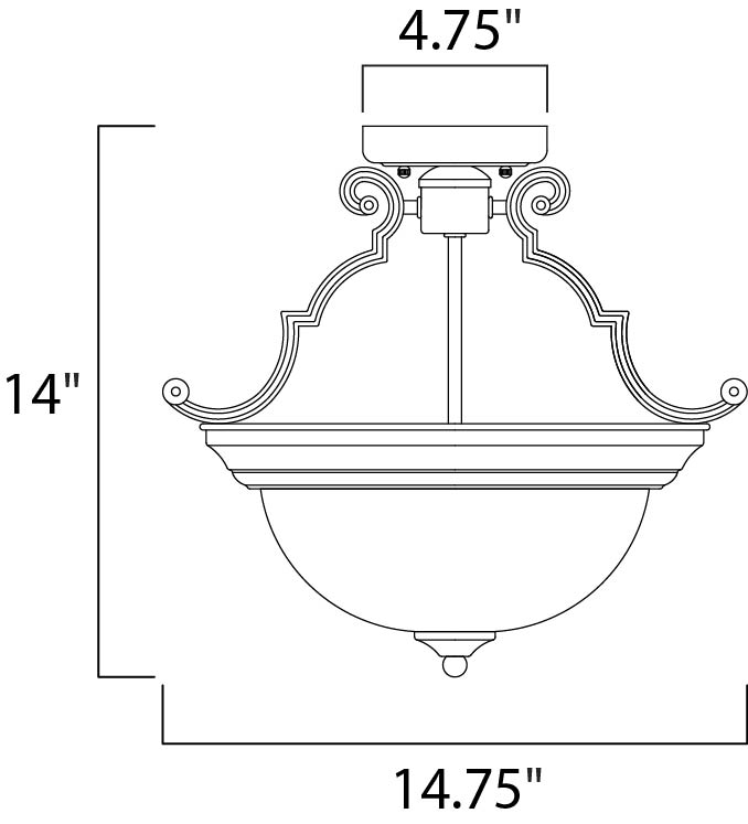 Essentials 2-Light Semi-Flush Mount Satin Nickel by Maxim Lighting
