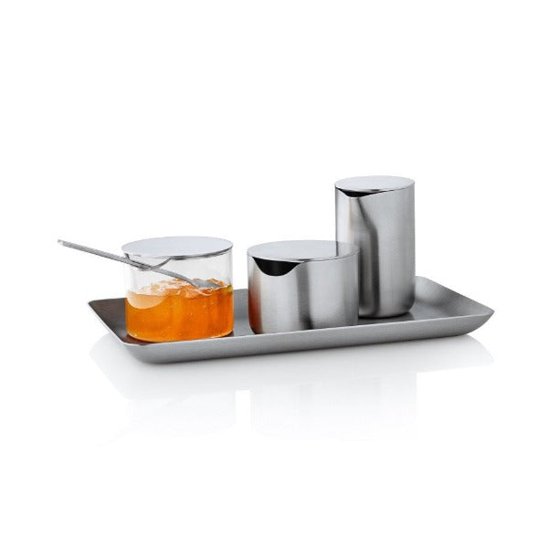blomus Glass Condiment Server with Stainless Steel Lid