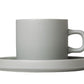 blomus Pilar Coffee Cups with Saucers 7 oz Saucers Mirage Grey Set of 2