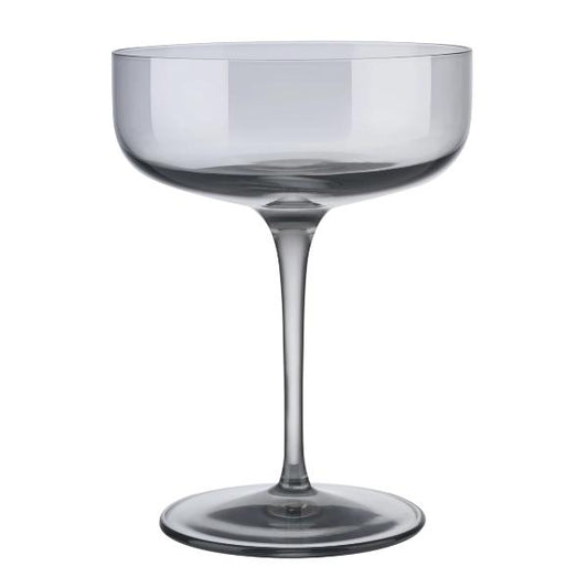 blomus Fuum Champagne Saucer Glasses 10 oz Smoke Set of 4