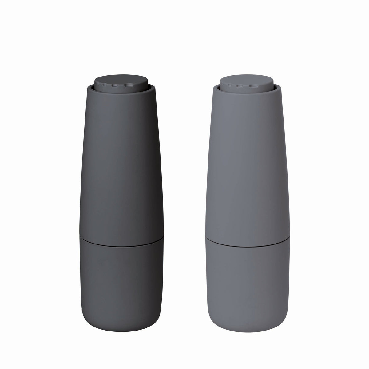 blomus SALPI Two-Tone Salt & Pepper Mill Set, Adjustable – Sharkskin and Magnet salt and pepper mills, product photo