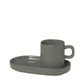 blomus Pilar Espresso Cups with Trays Pewter Set of 2