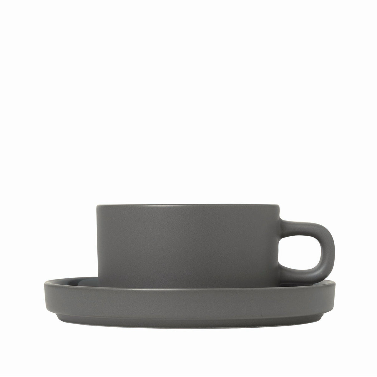 blomus PILAR Tea Cups & Saucers 6 oz, Set of 2 – Pewter tea cup and saucer