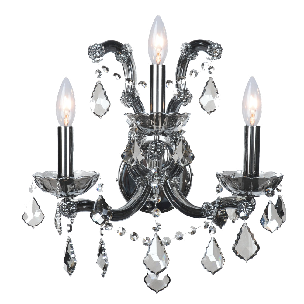 Maria Teresa Smoke Wall Sconce 3-Light in Chrome and Smoke Crystal 6403WSSC by StarFire Crystal