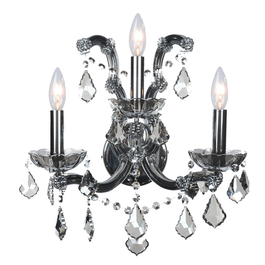 Maria Teresa Smoke Wall Sconce 3-Light in Chrome and Smoke Crystal 6403WSSC by StarFire Crystal