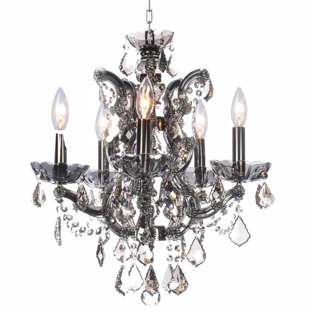 Maria Teresa Smoke Chandelier 5-Light in Chrome and Smoke Crystal 6405SC by StarFire Crystal