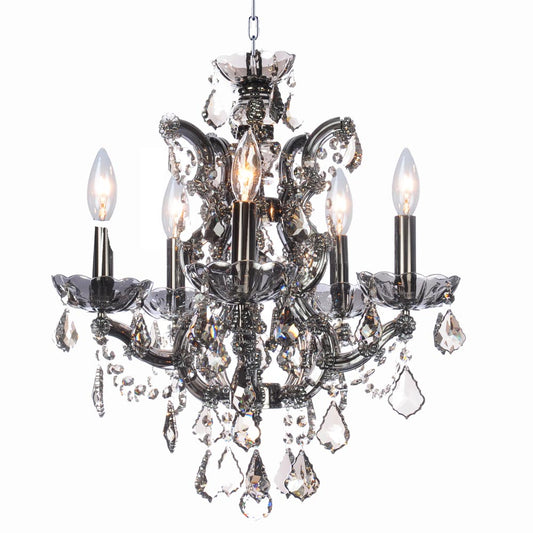 Maria Teresa Smoke Chandelier 5-Light in Chrome and Smoke Crystal 6405SC by StarFire Crystal