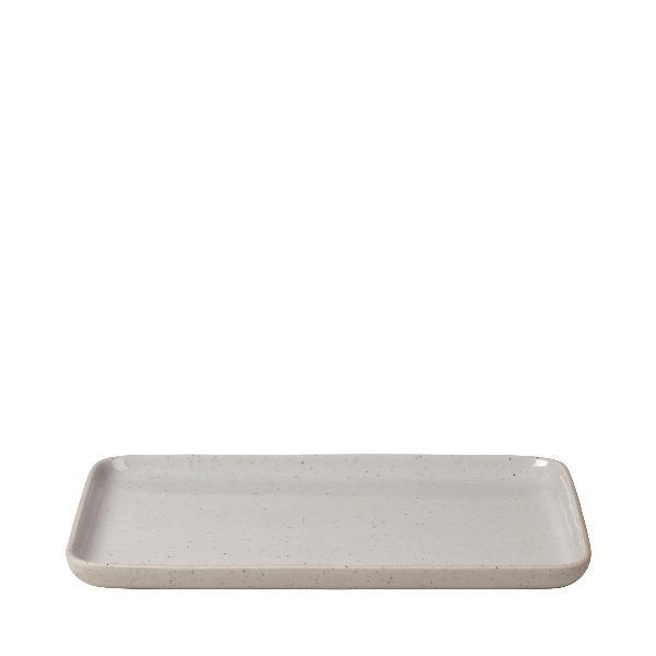 blomus Ceramic Stoneware Snack Plates Sablo Plate Large, Cloud Grey Undertones Set of 4
