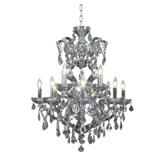Maria Teresa Smoke Chandelier 12-Light in Chrome and Smoke Crystal 6412SC by StarFire Crystal
