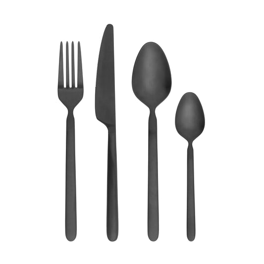 blomus Stella Flatware Set 16 Piece PVD-Coated Stainless Steel Black