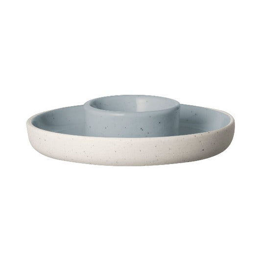 blomus Ceramic Stoneware Egg Cup with Base Sablo Stone Blue Undertones Set of 2