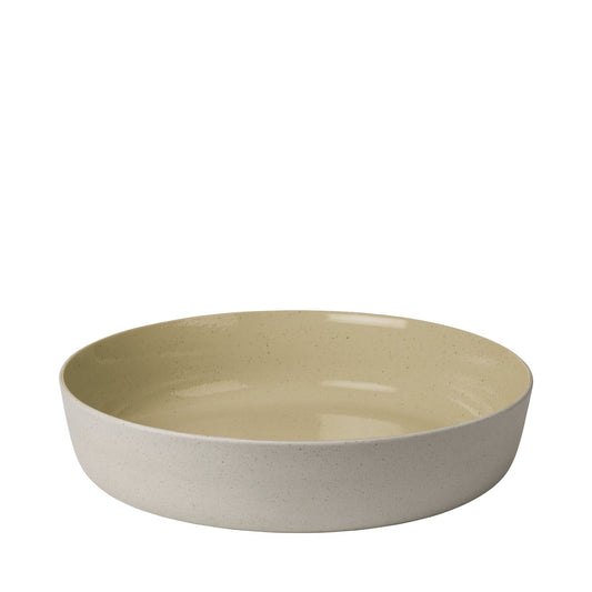 blomus Ceramic Stoneware Serving Bowls Sablo Salad Bowl 13.4", Savannah Yellow Undertones