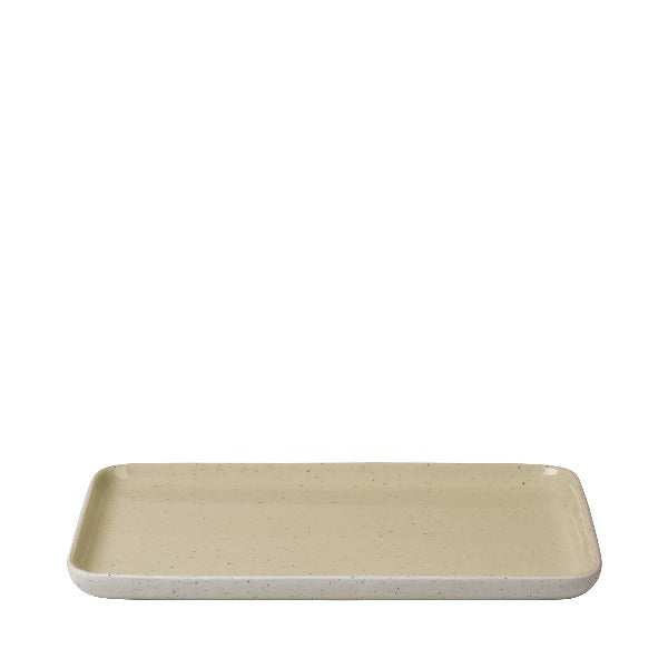 blomus Ceramic Stoneware Snack Plates Sablo Plate Large, Savannah Yellow Undertones Set of 4