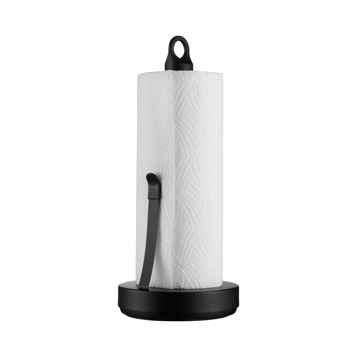 blomus LOOP Weighted Paper Towel Holder, One-Hand Tear – Black paper towel holder, product photo