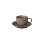 blomus Kumi Stoneware Coffee Cups with Saucers 6.4 oz, 190 ml Espresso Color Set of 2