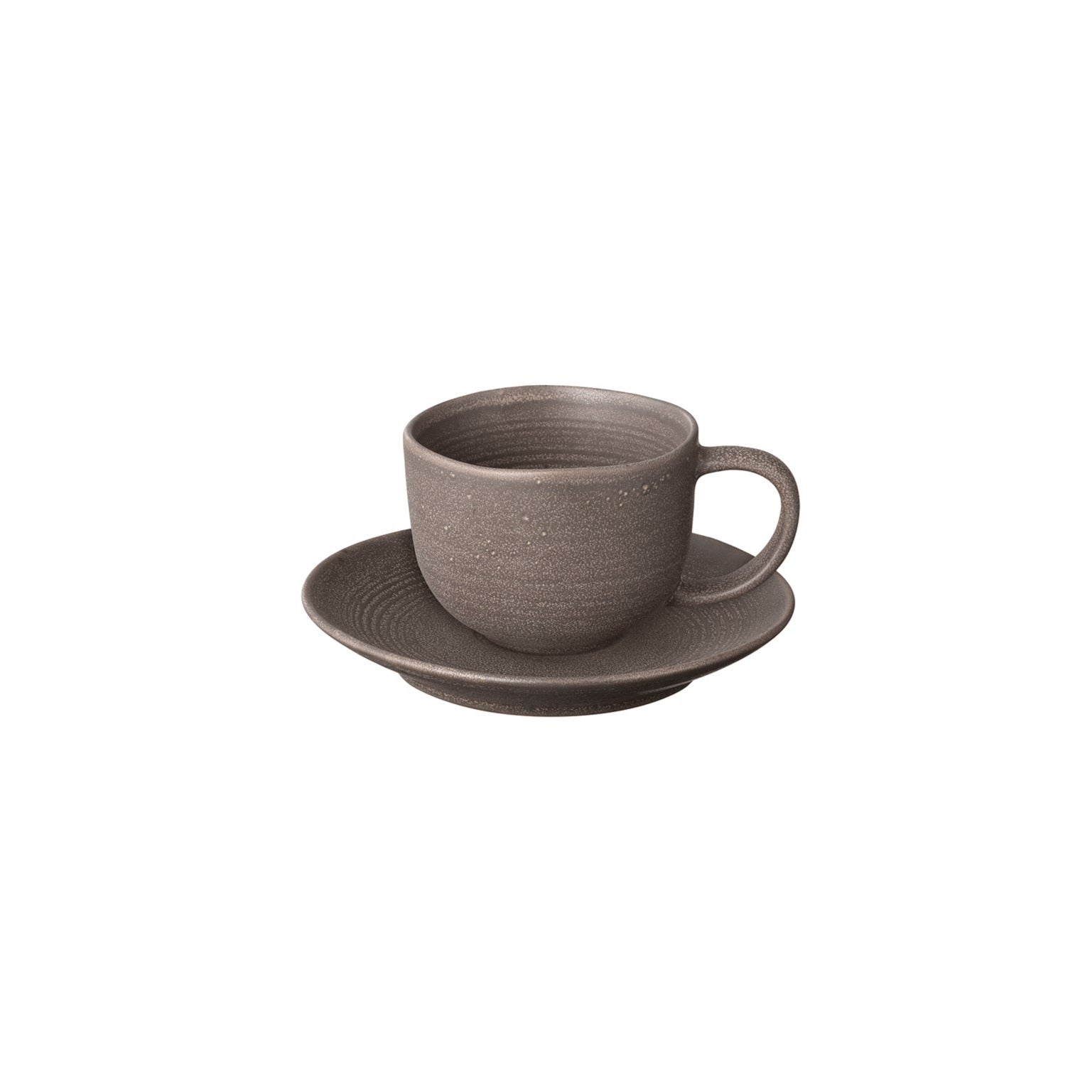 blomus Kumi Stoneware Coffee Cups with Saucers 6.4 oz, 190 ml Fungi Set of 2