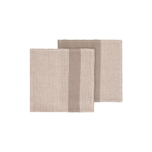 blomus Gano Organic Cotton Waffle Dish Cloth Moonbeam, Mourning Dove Set of 2